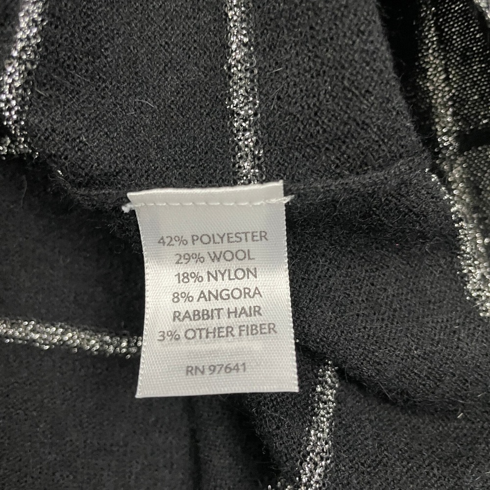 J. Jill Wool Blend Tunic Top Women L Black Silver Striped Angora 3/4 Sleeve Boxy - Picture 10 of 16